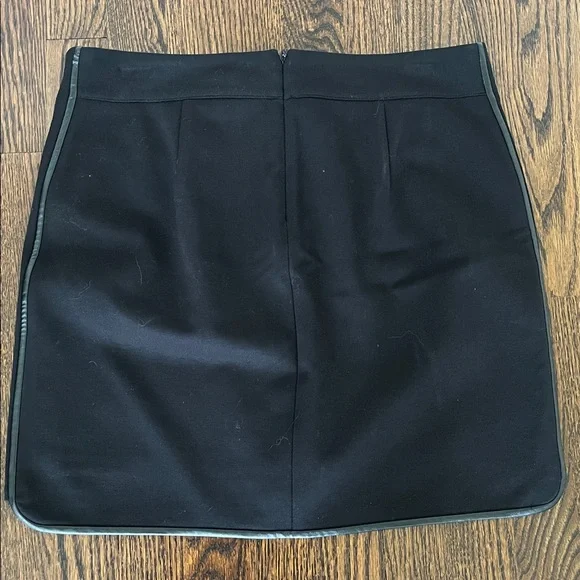 White House Black Market Black Mini Skirt with leather Accents - Picture 4 of 8
